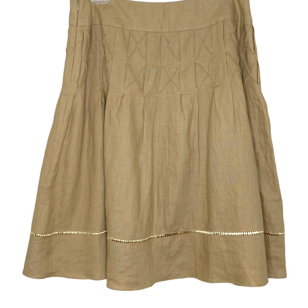 ECI Tan A-Line Skirt with Gold Accents